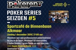 Op zondag 1 december 2019 komt de Poker Series van Pokeren.nl opnieuw naar Alkmaar