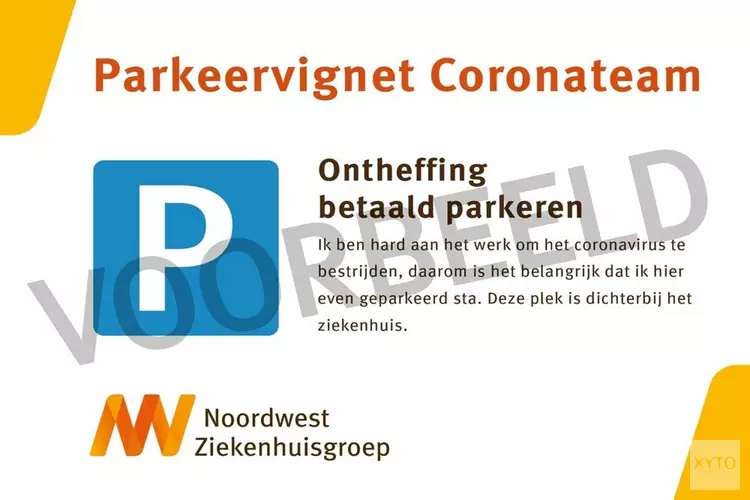 Coronateam Noordwest Ziekenhuisgroep krijgt parkeerontheffing