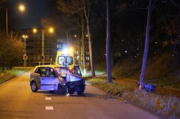 Auto tegen boom op Laan van Bath