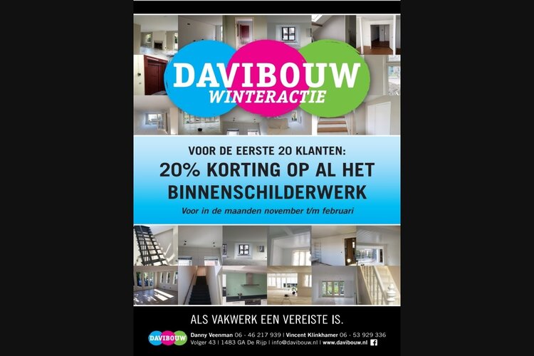 Davibouw Winteractie: 20% korting op al het binnenschilderwerk