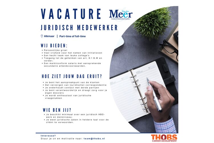 Vacature juridisch medewerker Alkmaar | Part-time of Fulltime
