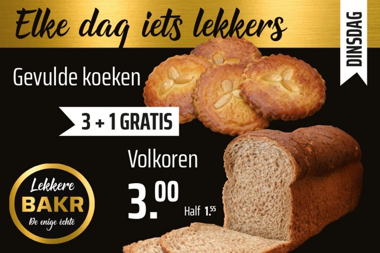 Dinsdagaanbiedingen van de Lekkere BAKR