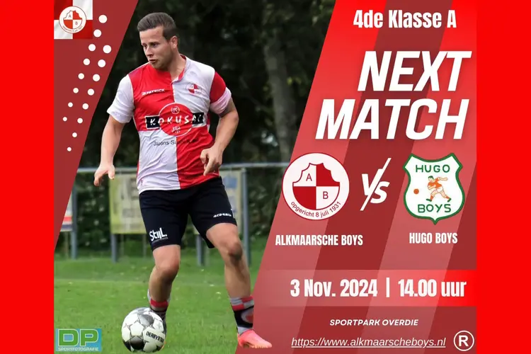 Alkmaarsche Boys ontvangt Hugo Boys, live-muziek na afloop