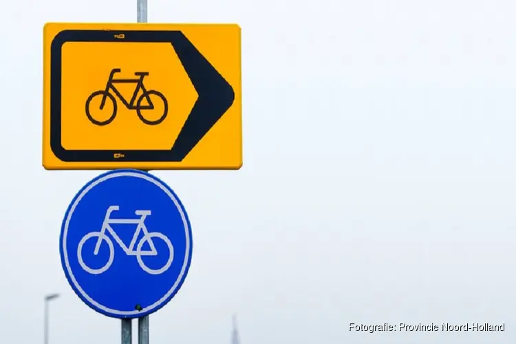 Vanavond en vannacht: Omrijden voor fietsers door werk aan fietspad Nollenbrug (N508) Heerhugowaard
