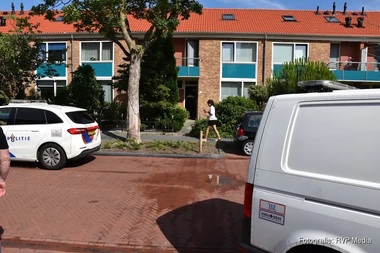 Bomen en bosjes in brand in achtertuin van woning