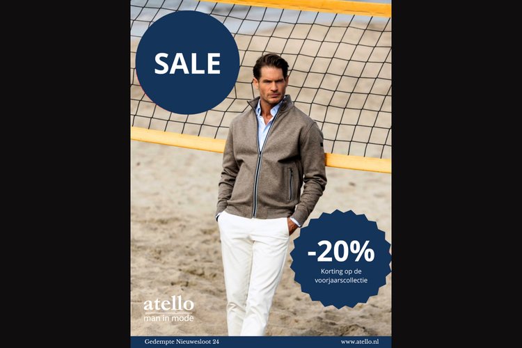 Sale op voorjaarscollectie bij Atello Man in Mode