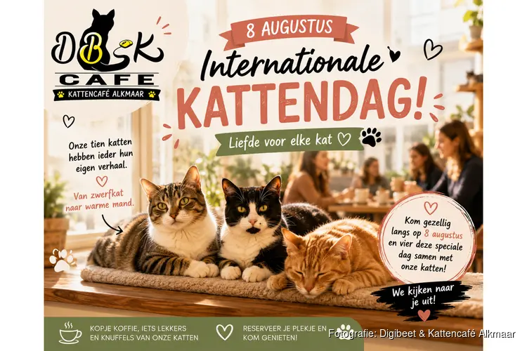 Vier op 8 augustus Internationale Kattendag bij Digibeet & Kattencafé Alkmaar