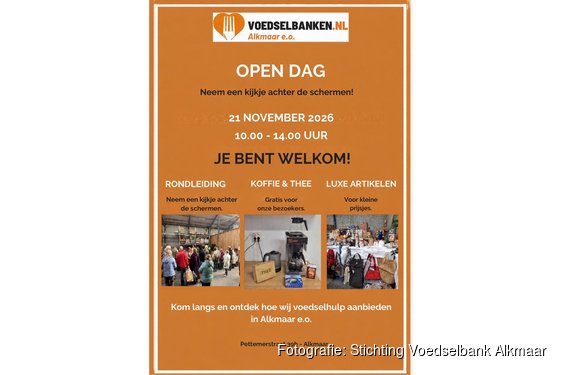 Open dag bij Voedselbank Alkmaar op zaterdag 21 november