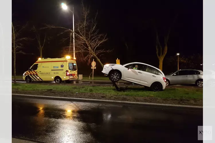 Auto vliegt boompje in na aanrijding