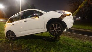 Auto vliegt boompje in na aanrijding